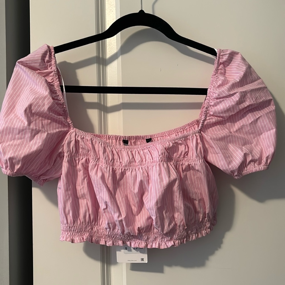 Crop puffed sleeve top
